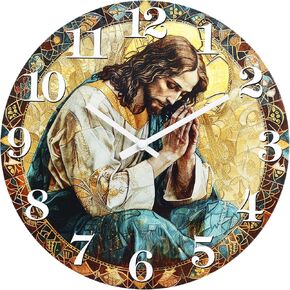 Prayer Clock, Jesus Christ Wall Clock Christian Prayer Wall Clocks for Church Cathedral Christmas Religious Gift