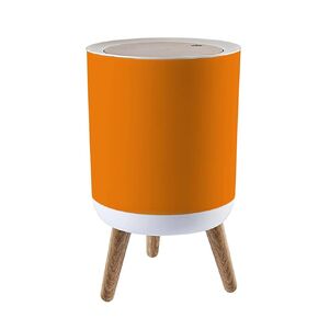 Small Trash Can with Lid for Bathroom Kitchen Office Diaper Safety Orange Solid Color Plain Color Empty Space Copy Space Bedroom Garbage Trash Bin Dog Proof Waste Basket Cute Decorative