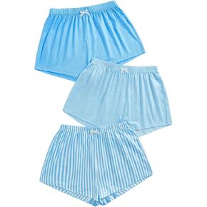 Milumia Women's 3 Pack Striped Print Bow Front Comfy Pajama Bottom Sleepwear