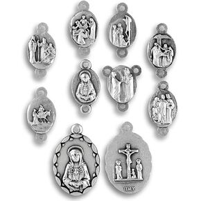 Seven Sorrows Rosary Medal Set of 8 Chaplet Rosary Parts to Make 7 Dolors Rosary Chaplet