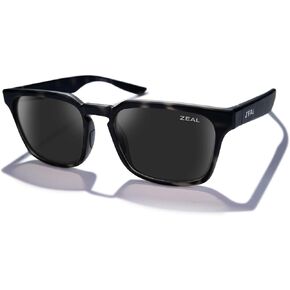 Zeal Optics - Whittier - نظارة شمسية مربعة للرجال والنساء - نظارة شمسية Ellume مستقطبة نباتية مع طبقة مقاومة للخدش - رمادي شفاف هافانا/رمادي داكن مستقطب