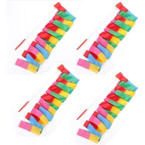 YYaaloa 78.7 inch Dance Ribbon Gymnastics Streamers Rainbow Ribbon,4 Pcs Dance Rainbow Twirler Stick for Kids, Adults, Fits Artistic Dancing Gymnastics, Outdoor Play, Talent Shows