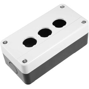 uxcell® Push Button Switch Control Station Box 22mm 3 Button Hole Watertight Black and White