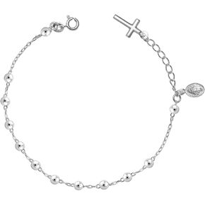 LeCalla 925 Sterling Silver Mother Mary Collection | Lightweight Religious Bracelet Jewelry Rosary Mother Mary Cross Bracelet's for Women