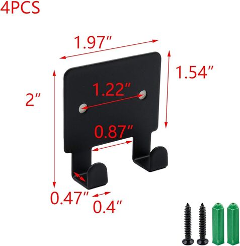 T Tulead لاصق شماعات حامل الحلاقة حامل دش الجدار شماعات السنانير حامل ماكينة حلاقة سوداء حزمة من 4 مع مسامير in Kuwait