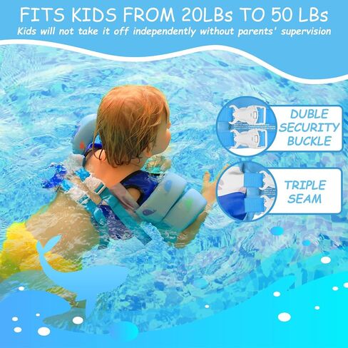 Swim Vest for Kids 30-60 Lbs Girls Boys Life Jacket with Double Security Buckle Floaties for Toddler from 2,3,4,5,6,7,8 Years Old Children in Saudi Arabia