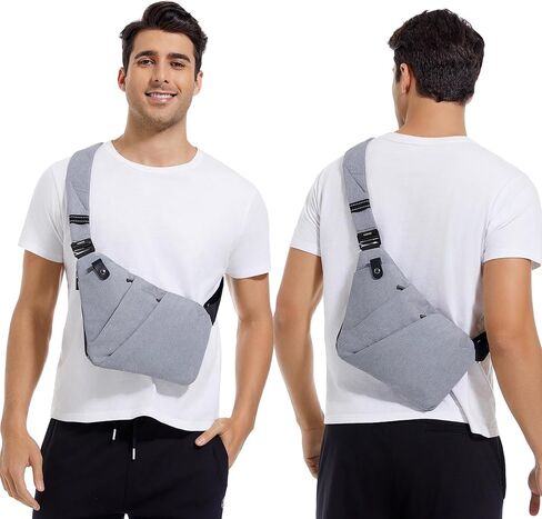 VADOO Anti-theft Crossbody Bag for Men and Women, RFID Blocking Bag Slim Sling Bag Lightweight Shoulder Chest Bag for Travel Sport, Gray 2.0 in Saudi Arabia