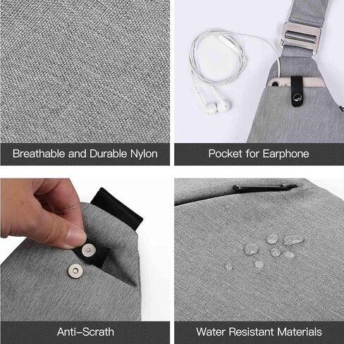 VADOO Anti-theft Crossbody Bag for Men and Women, RFID Blocking Bag Slim Sling Bag Lightweight Shoulder Chest Bag for Travel Sport, Gray 2.0 in Saudi Arabia