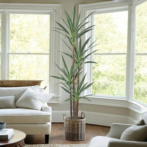 Artificial Agave Plant 7FT with 60 Leaves & 4 Trunks Tall Faux Floor Fake Potted Large Tree 83 Inch for Home Office Indoor Outdoor Garden Landscaping Decor Housewarming Gift (7FT, 1Pack) in Saudi Arabia