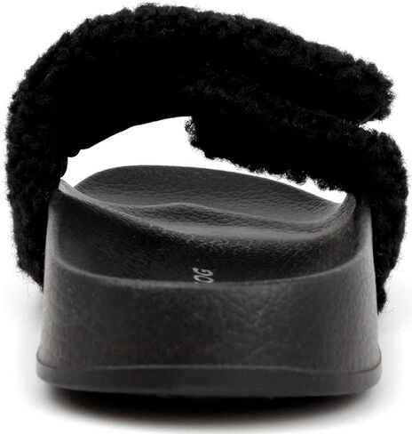 صنادل LONDON FOG النسائية Scarlett Sherpa Spa Slide مفتوحة عند الأصابع للمنزل في الأماكن المغلقة والمفتوحة in Kuwait