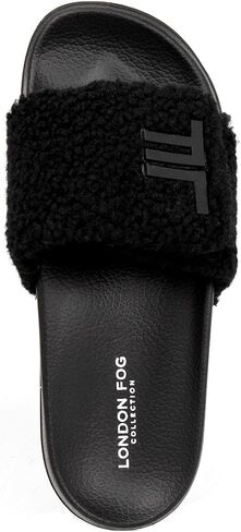 صنادل LONDON FOG النسائية Scarlett Sherpa Spa Slide مفتوحة عند الأصابع للمنزل في الأماكن المغلقة والمفتوحة in Kuwait