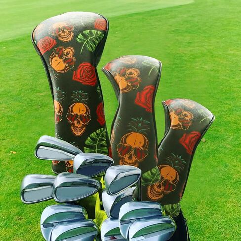 Golf Club Head Covers for Woods Value 3 Pack Set Stylish Premium Leather Driver Fairway Hybrid Headcovers Interchangeable Number Tag 1 3 4 5 7 X Fit All Wood Clubs Gift for Women Men in Saudi Arabia