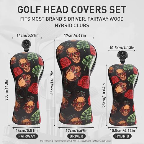 Golf Club Head Covers for Woods Value 3 Pack Set Stylish Premium Leather Driver Fairway Hybrid Headcovers Interchangeable Number Tag 1 3 4 5 7 X Fit All Wood Clubs Gift for Women Men in Saudi Arabia