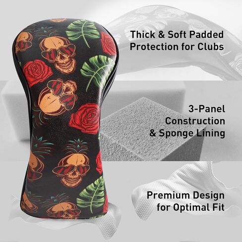 Golf Club Head Covers for Woods Value 3 Pack Set Stylish Premium Leather Driver Fairway Hybrid Headcovers Interchangeable Number Tag 1 3 4 5 7 X Fit All Wood Clubs Gift for Women Men in Saudi Arabia