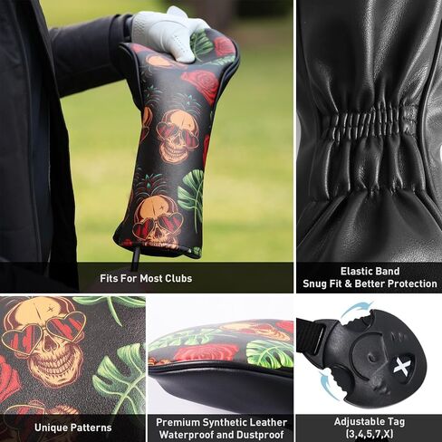 Golf Club Head Covers for Woods Value 3 Pack Set Stylish Premium Leather Driver Fairway Hybrid Headcovers Interchangeable Number Tag 1 3 4 5 7 X Fit All Wood Clubs Gift for Women Men in Saudi Arabia