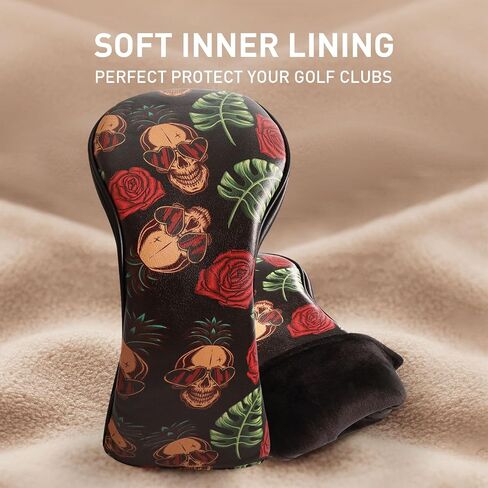 Golf Club Head Covers for Woods Value 3 Pack Set Stylish Premium Leather Driver Fairway Hybrid Headcovers Interchangeable Number Tag 1 3 4 5 7 X Fit All Wood Clubs Gift for Women Men in Saudi Arabia
