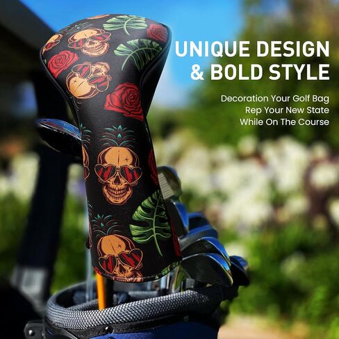 Golf Club Head Covers for Woods Value 3 Pack Set Stylish Premium Leather Driver Fairway Hybrid Headcovers Interchangeable Number Tag 1 3 4 5 7 X Fit All Wood Clubs Gift for Women Men in Saudi Arabia