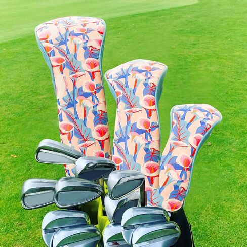 Golf Club Head Covers for Woods Value 3 Pack Set Stylish Premium Leather Driver Fairway Hybrid Headcovers Interchangeable Number Tag 1 3 4 5 7 X Fit All Wood Clubs Gift for Women Men in Saudi Arabia