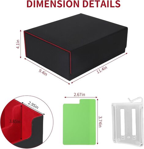STYLIFING Card Storage Box for Trading Cards, 1800+ MTG Deck Box with Card Supporters & Divider Tabs, PU Leather Magnetic Closure Card Deck Case Fit for YuGiOh, TCG and Sport Cards (Black & Blue) in Saudi Arabia