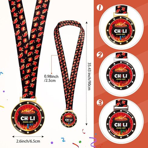 Misdary 6 Pcs Chili Cook Off Prizes Set Chili Trophies and Chili Cook Off Medals Chili Cook Off Decorations Available 1st 2nd 3rd Place Trophy Set for Chili Cook Off Gifts Supplies Events in Saudi Arabia