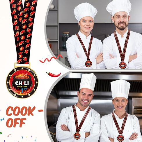 Misdary 6 Pcs Chili Cook Off Prizes Set Chili Trophies and Chili Cook Off Medals Chili Cook Off Decorations Available 1st 2nd 3rd Place Trophy Set for Chili Cook Off Gifts Supplies Events in Saudi Arabia