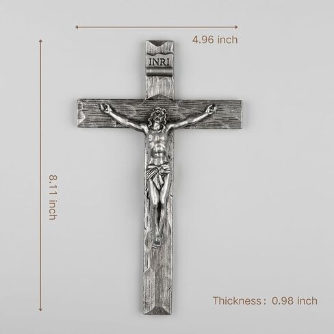 DevotedWalls 8 inch Golden Crucifix, Metal-Looking Cross, Catholic Cross for Wall, Prismatic Crucifix,Wall Decor Door Crucifix for Home and Church, Baptism Gifts for Boys and Girls (Bronze Color) in Saudi Arabia