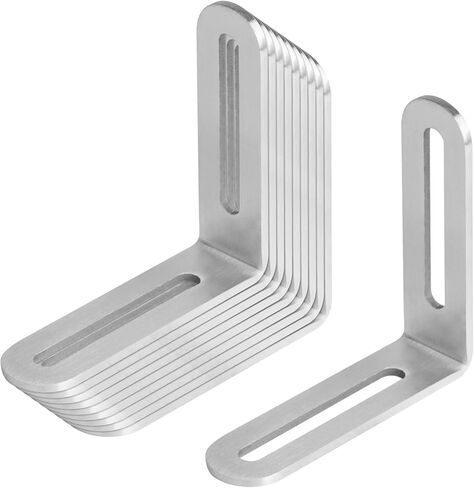 10 قطع 3-1/8 بوصة طول × 7/8 بوصة عرض × 3-1/8 بوصة ارتفاع قابل للتعديل من الفولاذ المقاوم للصدأ مشقوق على شكل حرف L لبرغي 1/4 بوصة، سمك 2.8 مم in Kuwait