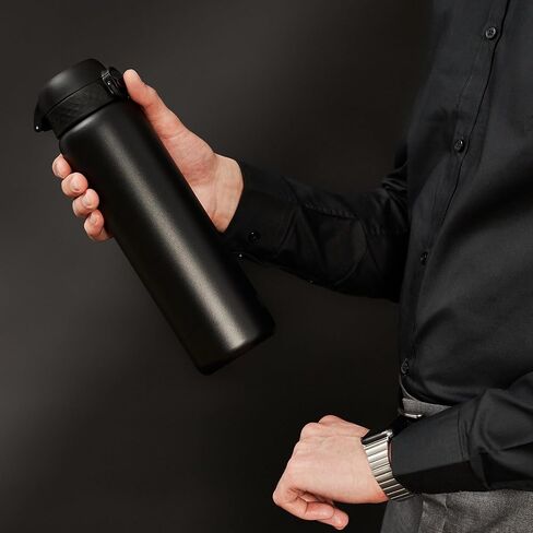 Ion8 1 Litre Stainless Steel Water Bottle, Leak Proof, Easy to Open, Secure Lock, Dishwasher Safe, Carry Handle, Hygienic Flip Cover, Easy Clean, Durable, Scratch Resistant, 1200 ml/40 oz, Black in Saudi Arabia