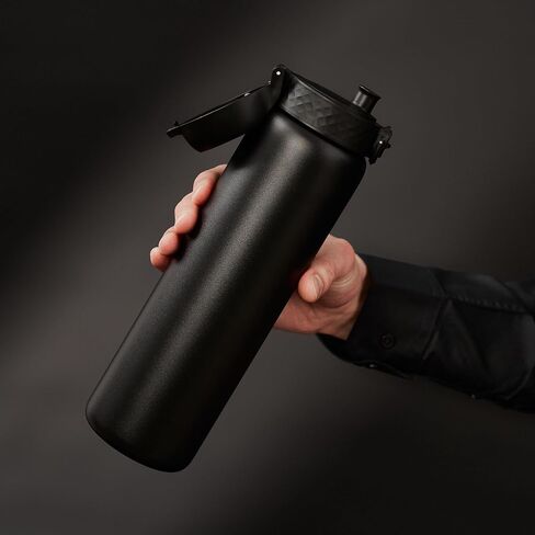 Ion8 1 Litre Stainless Steel Water Bottle, Leak Proof, Easy to Open, Secure Lock, Dishwasher Safe, Carry Handle, Hygienic Flip Cover, Easy Clean, Durable, Scratch Resistant, 1200 ml/40 oz, Black in Saudi Arabia