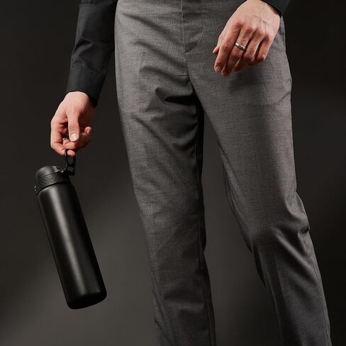 Ion8 1 Litre Stainless Steel Water Bottle, Leak Proof, Easy to Open, Secure Lock, Dishwasher Safe, Carry Handle, Hygienic Flip Cover, Easy Clean, Durable, Scratch Resistant, 1200 ml/40 oz, Black in Saudi Arabia