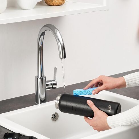 Ion8 1 Litre Stainless Steel Water Bottle, Leak Proof, Easy to Open, Secure Lock, Dishwasher Safe, Carry Handle, Hygienic Flip Cover, Easy Clean, Durable, Scratch Resistant, 1200 ml/40 oz, Black in Saudi Arabia