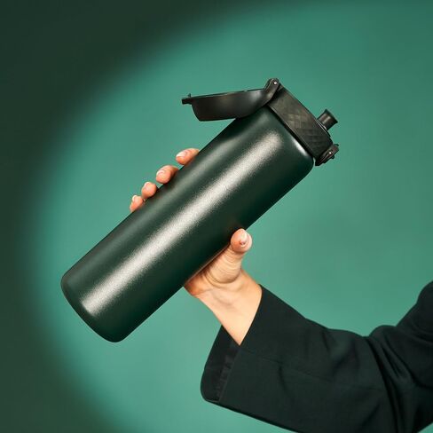 Ion8 1 Litre Stainless Steel Water Bottle, Leak Proof, Easy to Open, Secure Lock, Dishwasher Safe, Carry Handle, Hygienic Flip Cover, Easy Clean, Durable, Scratch Resistant, 1200 ml/40 oz, Black in Saudi Arabia