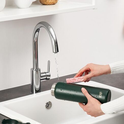 Ion8 1 Litre Stainless Steel Water Bottle, Leak Proof, Easy to Open, Secure Lock, Dishwasher Safe, Carry Handle, Hygienic Flip Cover, Easy Clean, Durable, Scratch Resistant, 1200 ml/40 oz, Black in Saudi Arabia
