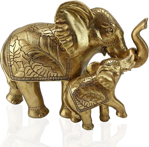 Elephant Statue for Home Decor Gold 9.2IN,Elephant Statues for Table Deskr-Elephant Decor for Living Room-Indoor Elephant Gift for Relaxation Meditation or Shrine in Saudi Arabia