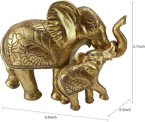 Elephant Statue for Home Decor Gold 9.2IN,Elephant Statues for Table Deskr-Elephant Decor for Living Room-Indoor Elephant Gift for Relaxation Meditation or Shrine in Saudi Arabia