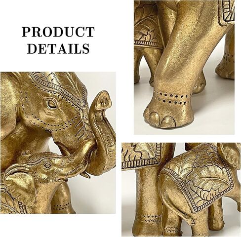 Elephant Statue for Home Decor Gold 9.2IN,Elephant Statues for Table Deskr-Elephant Decor for Living Room-Indoor Elephant Gift for Relaxation Meditation or Shrine in Saudi Arabia