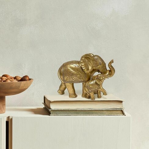 Elephant Statue for Home Decor Gold 9.2IN,Elephant Statues for Table Deskr-Elephant Decor for Living Room-Indoor Elephant Gift for Relaxation Meditation or Shrine in Saudi Arabia