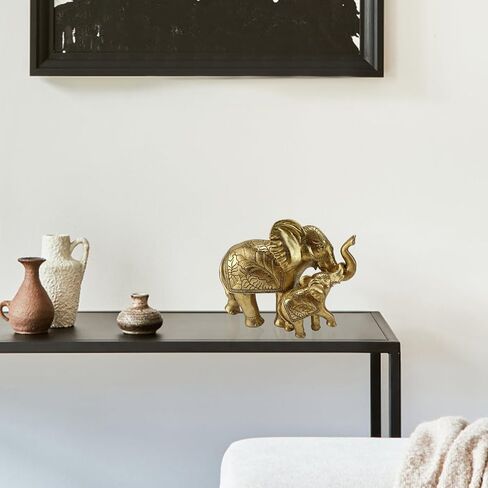 Elephant Statue for Home Decor Gold 9.2IN,Elephant Statues for Table Deskr-Elephant Decor for Living Room-Indoor Elephant Gift for Relaxation Meditation or Shrine in Saudi Arabia