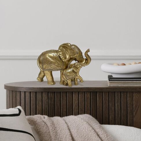 Elephant Statue for Home Decor Gold 9.2IN,Elephant Statues for Table Deskr-Elephant Decor for Living Room-Indoor Elephant Gift for Relaxation Meditation or Shrine in Saudi Arabia
