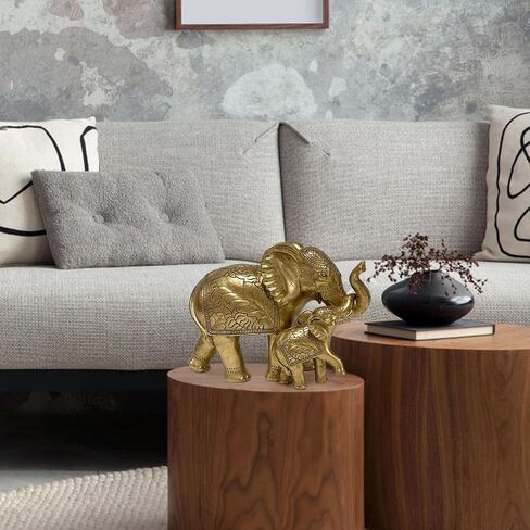 Elephant Statue for Home Decor Gold 9.2IN,Elephant Statues for Table Deskr-Elephant Decor for Living Room-Indoor Elephant Gift for Relaxation Meditation or Shrine in Saudi Arabia