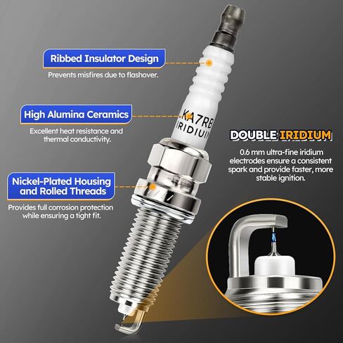 UF351 Ignition Coil & 4505 Double Iridium Spark Plug For 2001-2005 Nissan Almera,2002-2006 Sentra 1.8L L4 Replaces# 22448-6N015 22448-6N011 C1397 5C1394 (Set of 4) in Saudi Arabia