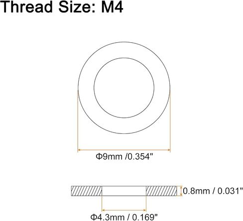 uxcell 100Pcs M4 Flat Washer, Carbon Steel 4.3mm ID x 12mm OD x 1mm Thick for Bolt Screw, Factories Repair, Kitchens, Shops, and Outdoor Construction, Black in Saudi Arabia