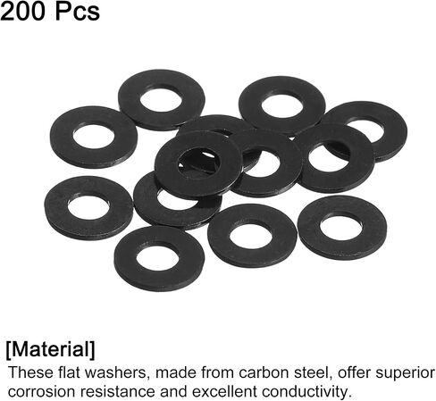 uxcell 100Pcs M4 Flat Washer, Carbon Steel 4.3mm ID x 12mm OD x 1mm Thick for Bolt Screw, Factories Repair, Kitchens, Shops, and Outdoor Construction, Black in Saudi Arabia