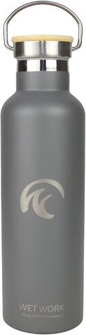 Stainless Steel Water Bottle for Hot and Cold Drinks - Double Wall Insulated Thermos for Water, Soda, Coffee, Tea with Wide Mouth, Metal Handle, Bamboo Top - Great for Travel, Hiking, Camping in Saudi Arabia