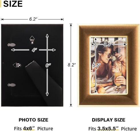 4x6 Velvet Picture Frame, Brown Photo Frames with Modern Simple Metallic Gold Border, HD Real Glass Horizontal & Vertical Display for Tabletop and Wall Collage Decor (2 Pack) in Saudi Arabia