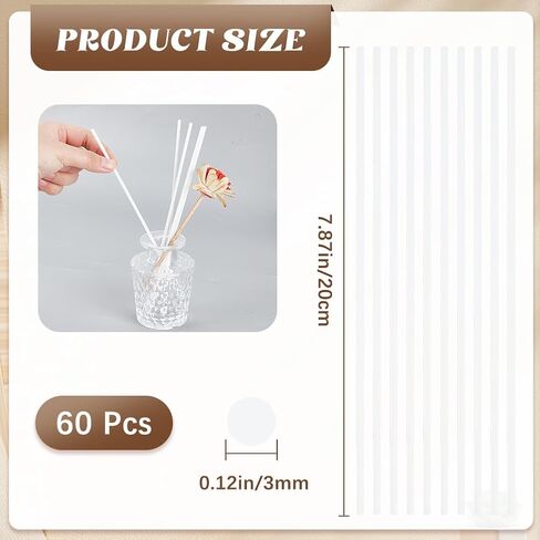 CRASPIRE 60Pcs Fiber Diffuser Sticks 20cm Long Reed Black Replacement Fragrance Refill Rattan Sticks 3mm Thick Aromatherapy Essential Oil Aroma Spa Diffuser Volatilizing Sticks in Saudi Arabia