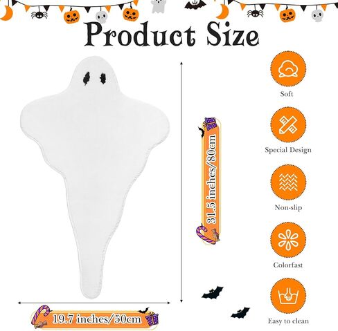 31.5 × 19.7 بوصة سجادة حمام الهالوين، سجادة حمام شبح غير قابلة للانزلاق، سجادة حمام شبح أبيض، سجادة حمام مخيفة، سجادة قوطية، ديكور شبح الهالوين للباب الأمامي، غرفة النوم، المنزل in Kuwait