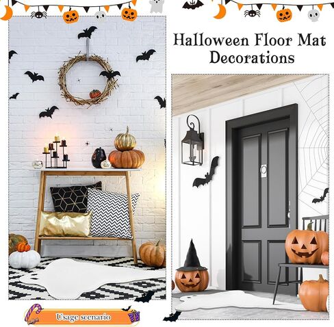 31.5 × 19.7 بوصة سجادة حمام الهالوين، سجادة حمام شبح غير قابلة للانزلاق، سجادة حمام شبح أبيض، سجادة حمام مخيفة، سجادة قوطية، ديكور شبح الهالوين للباب الأمامي، غرفة النوم، المنزل in Kuwait