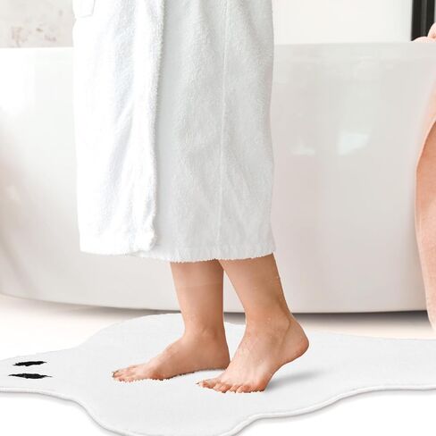 31.5 × 19.7 بوصة سجادة حمام الهالوين، سجادة حمام شبح غير قابلة للانزلاق، سجادة حمام شبح أبيض، سجادة حمام مخيفة، سجادة قوطية، ديكور شبح الهالوين للباب الأمامي، غرفة النوم، المنزل in Kuwait