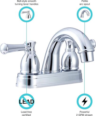 Dura Faucet RV Designer Two Handle Arc Spout Bathroom Faucet (Brushed Satin Nickel) - for Recreational Vehicles, Motorhomes, Travel Trailers and More in Saudi Arabia